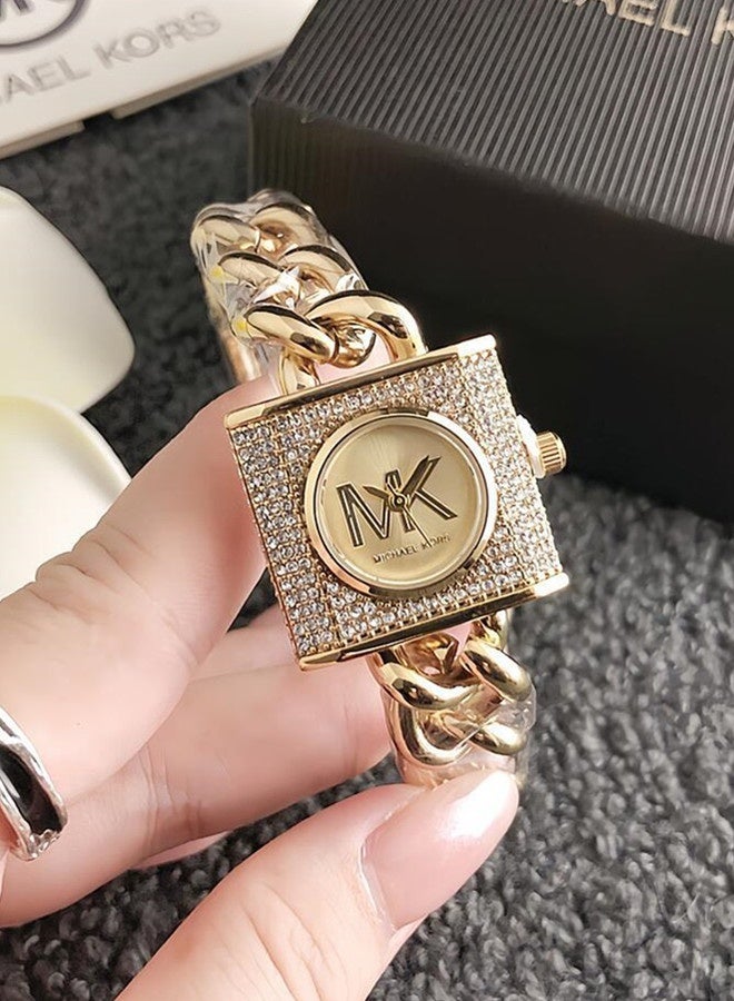 MK Michael Kors Classic Women's Fashion Multi functional Alloy square Quartz Watch Stainless Steel Strap - Image 1